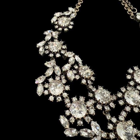 J Crew Czech Glass Crystal Floral Bib Statement Necklace Gold Plated Wedding WOW - Picture 8 of 16